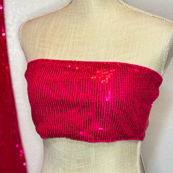 Amy Lynn Hot Pink Sequins Women's Pants & Jumpsuit Set  size Large Bling Sparkle - Picture 2 of 16